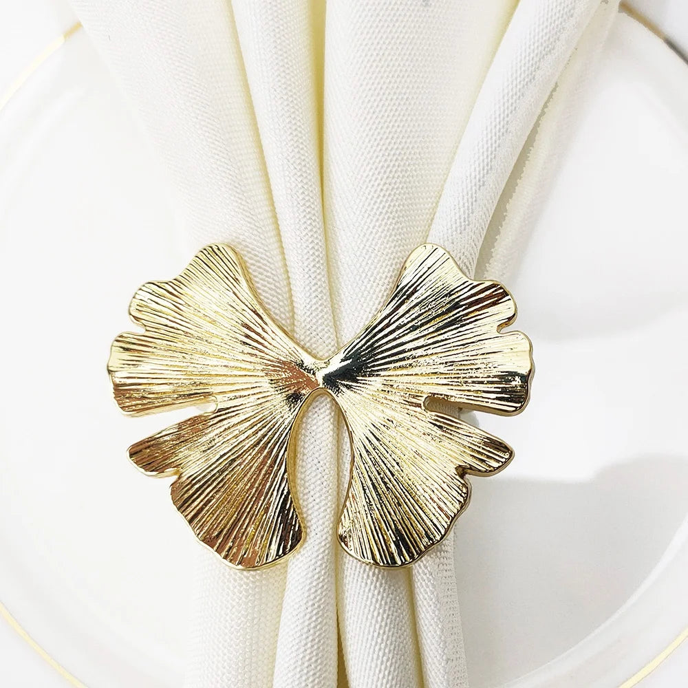 Gold Bowknot Eco-Friendly Stocked Metal Napkin Rings for Party Table Settings