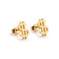 Fashion 18k Gold Dollar Sign Earrings Wholesale Waterproof Stainless Steel Money Symbol Dollar Sign Stud Earrings for Men Women