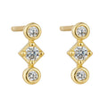 Elegant Women Classic Jewelry 925 Silver 14K 18K Gold Plated CZ Stone Bezel Setting Stud Earrings