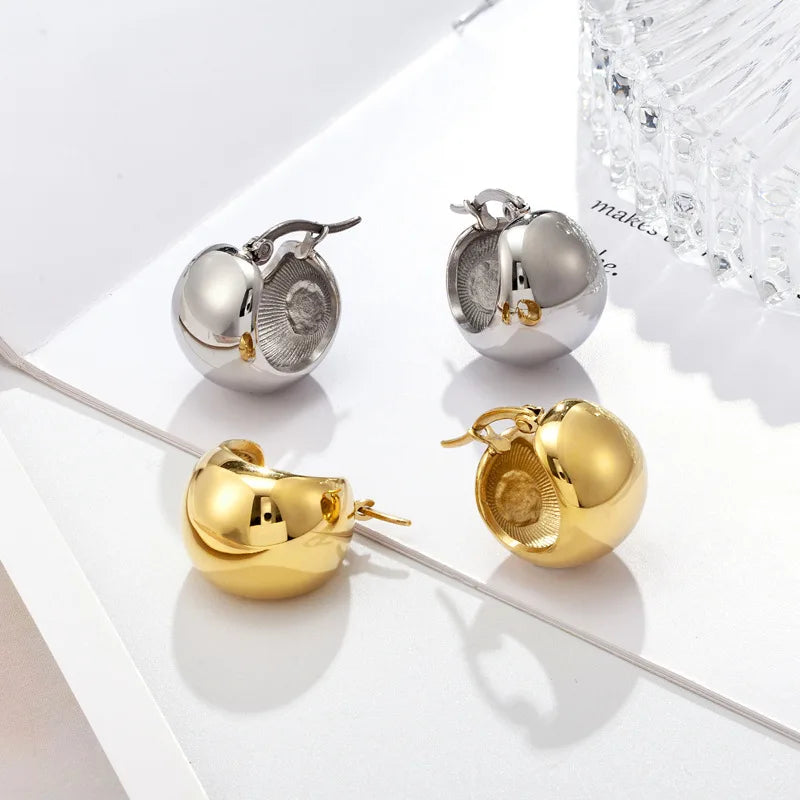 Titanium Stainless Steel Gold Plate Dainty Tiny Thick Chunky huggies Hoop Earring  Jewelry Earrings for Women