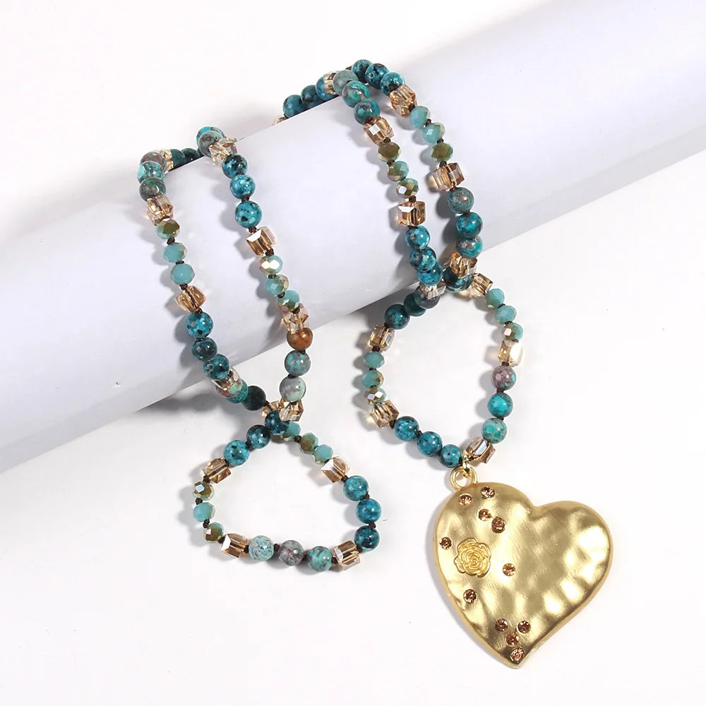 New Style Women Valentine Lover Necklace Gift 6mm Crystal Glass Gemstone Rhinestone Heart Pendant Necklace