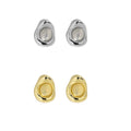 FUAMAY 925 Sterling Silver Oval-shaped White Quartz Gemstone Earrings Gold Plated Woman Quartz Crystal Studs for Anniversary