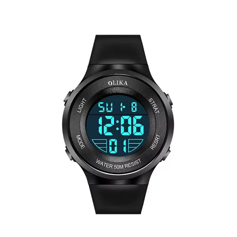 Olika Customizable Anti-Fall Waterproof Digital Watch for Kids Luminous Buckle Clasp 5ATM Water Resistance Acrylic