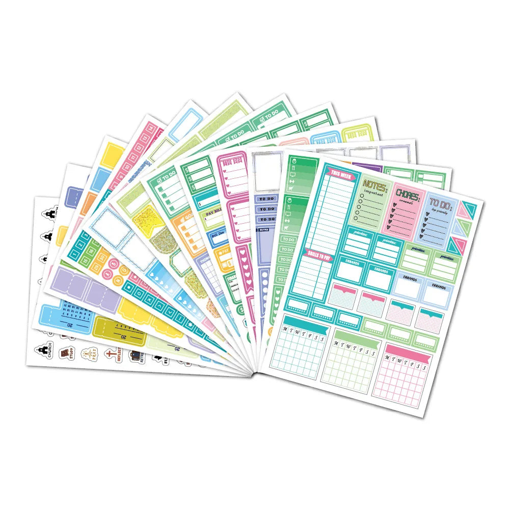 12 Sheets Monthly Weekly Daily Planner Sticker for Home Decoration Children Notebook 730 Stickers Custom Label