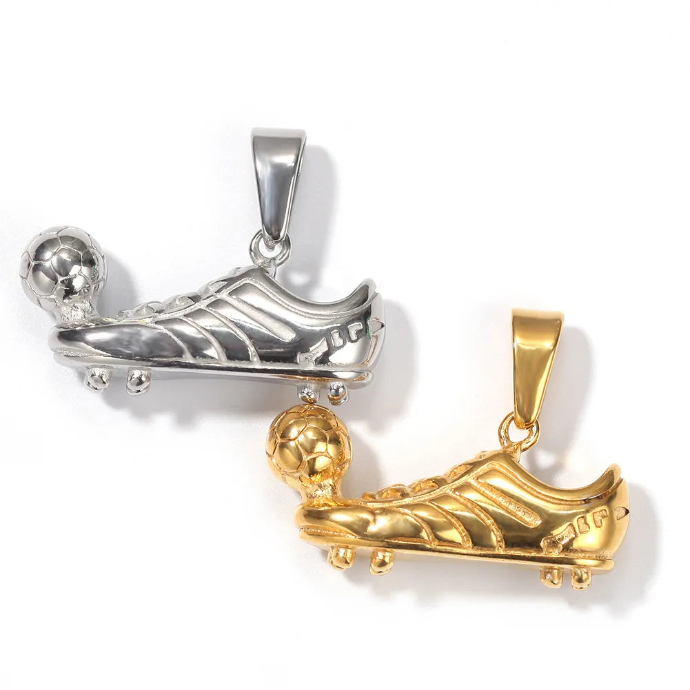 Trendy Sports Football Shoes Pendant Charm Stainless Steel Jewelry for Women and Men Gift