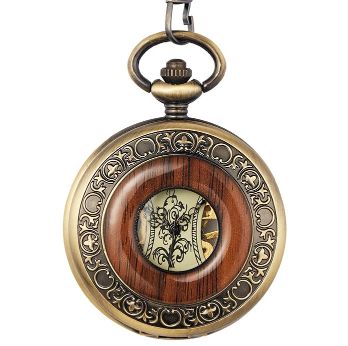 Zinc Alloy Antique Retro Flip Silent Automatic Mechanical Pocket Watch with Round Case and Black Paper Box