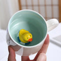 Hot Sale Creative 3D Ceramic Porcelain Funny Cartoon Coffee Mugs With Duck Unicorn Animals Inside Microwaveable