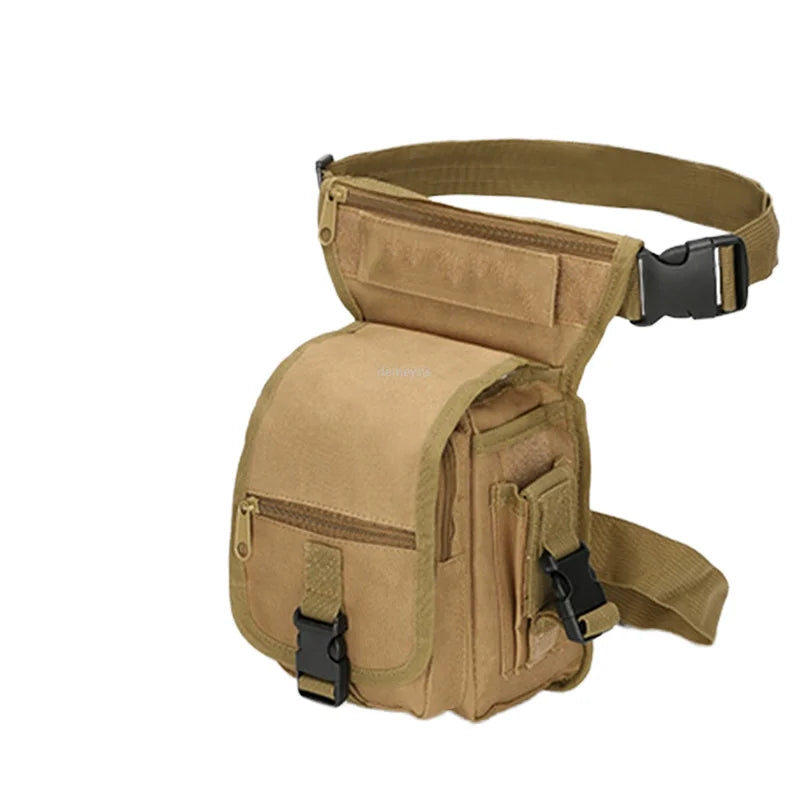 Unisex Waterproof Waist Fanny Pack Multi-Purpose Drop Thigh Pouch Zipper Closure Tactical Ride Drop Leg Bag Made Polyester Men