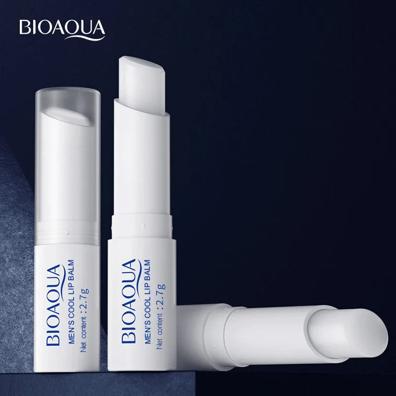 BIOAQUA Men Cool Lip Balm Mint Vitamin E Hydrating Moisturizing Smoothing Tightening Repairing Lip Care Balm Lines Fading Lip Oi