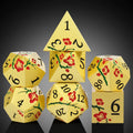 New Design Flower Zinc Alloy 16mm Gold with Red 7 PCS Heavy D&D Dice Set for Dungeons and Dragons Tabletop Game