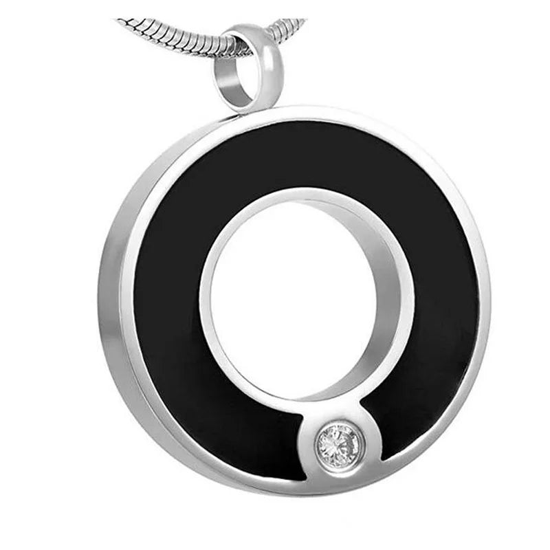 Round Shape Memorial Keepsake Stainless Steel Cremation Jewelry Urns Pendant Ashes Necklace with Enamel