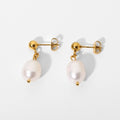 Vintage Style Baroque Pearl Drop Earrings 18k Gold Plated Stainless Steel Elegant Earring for Girls