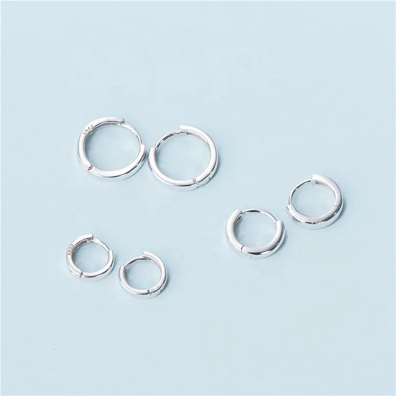 Fashion Women Round Romantic Stud Earring Hoop Jewelry 10/12/14/16/18MM 100% 925 Sterling Silver O Shape Luxury Earrings Hoop