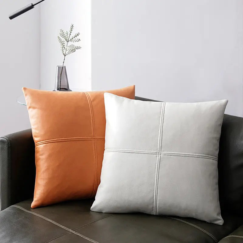 Hot Sale Woven Solid faux Leather Outdoor Garden Cushion Cover Waterproof Throw Pillows for Home Hotel Beach Hospital