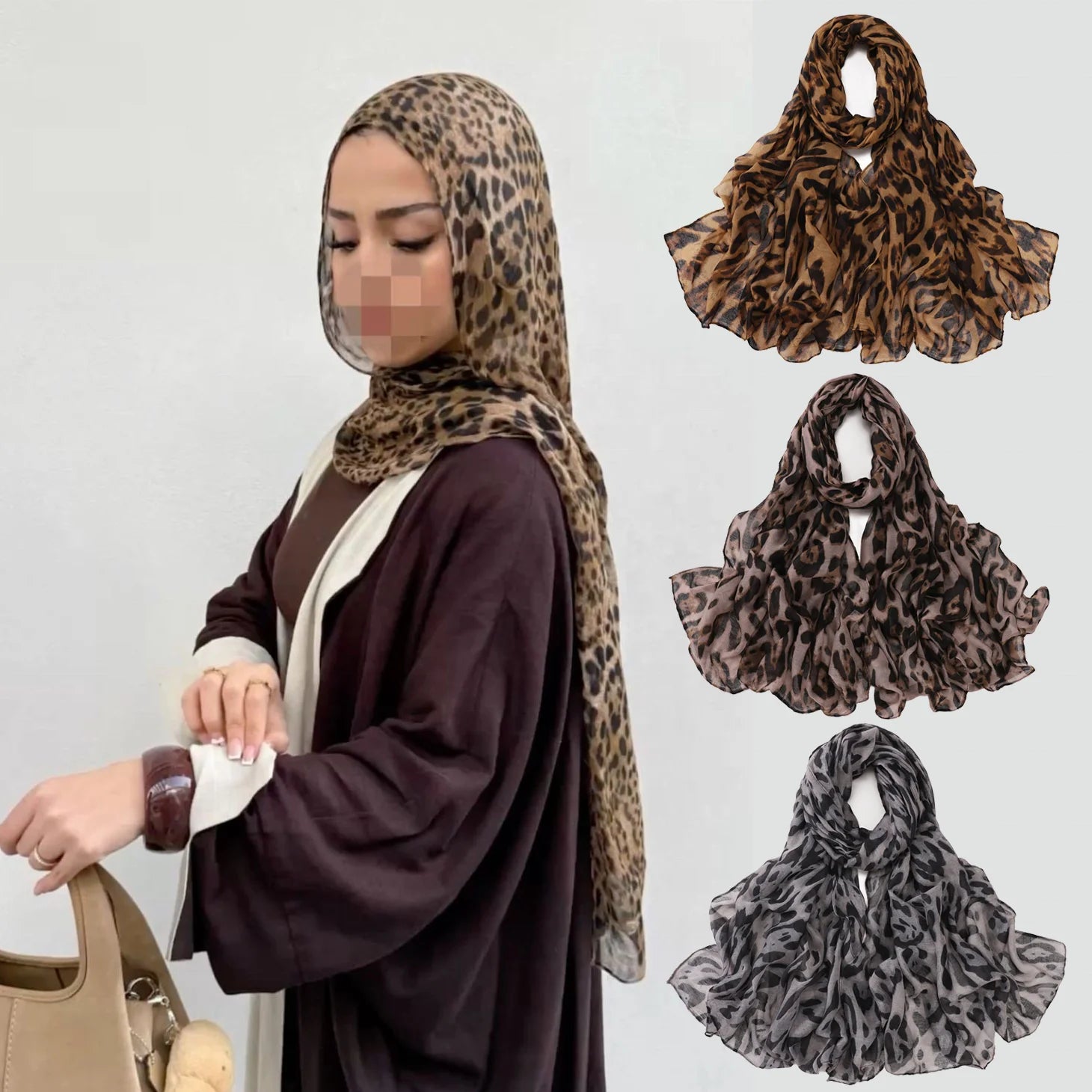 Sharut Hot Selling Wholesale Women Muslim Shawl Light Weight Soft Cotton Scarf Large Leopard Print Hijabi Viscose Hijab Scarf