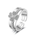 3 in 1 Four Leaf Clover Ring Puzzle Love Heart Wedding Ring Set Wholesale Rhinestone Bridal Ring For Women BFF FingerRing
