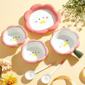 New Product 2024 Popular Sun Flower Ceramic Dinnerware Children Cute Cartoon Household Ceramic Bowl Creative Tableware Set