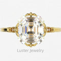 Luster Cathedral Antique Design 10k 14k 18k Yellow Gold GRA DEF 10x10mm Asscher Cut Moissanite Ring