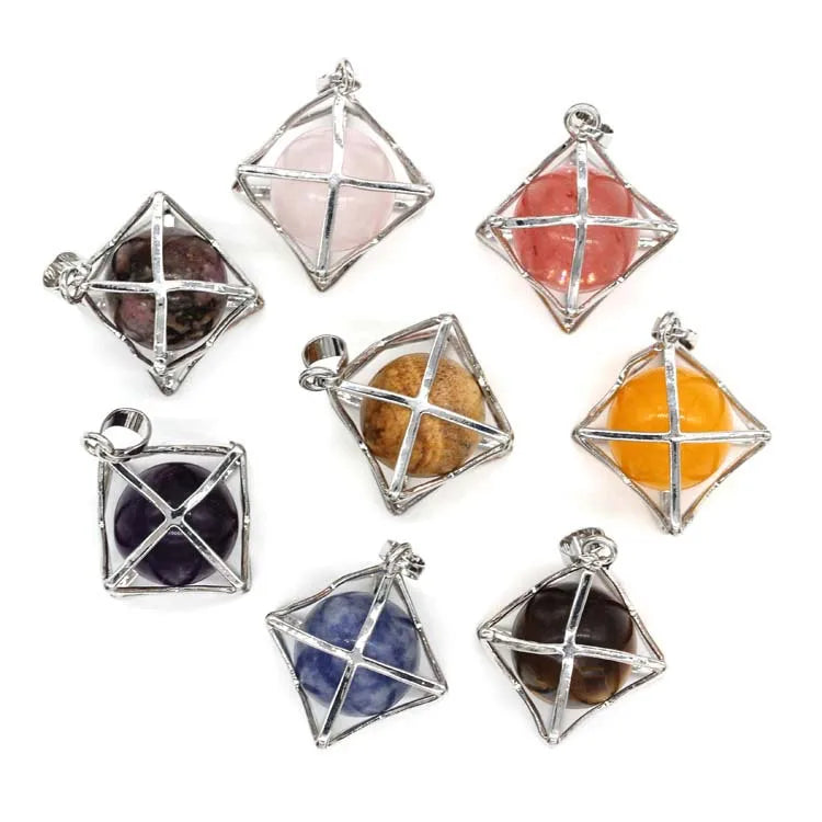 HZ Wholesale Natural Stone Hexagram Merkaba Star Women Pendant Reiki Jewelry Crystal Bead Drop Pendants Jewelry