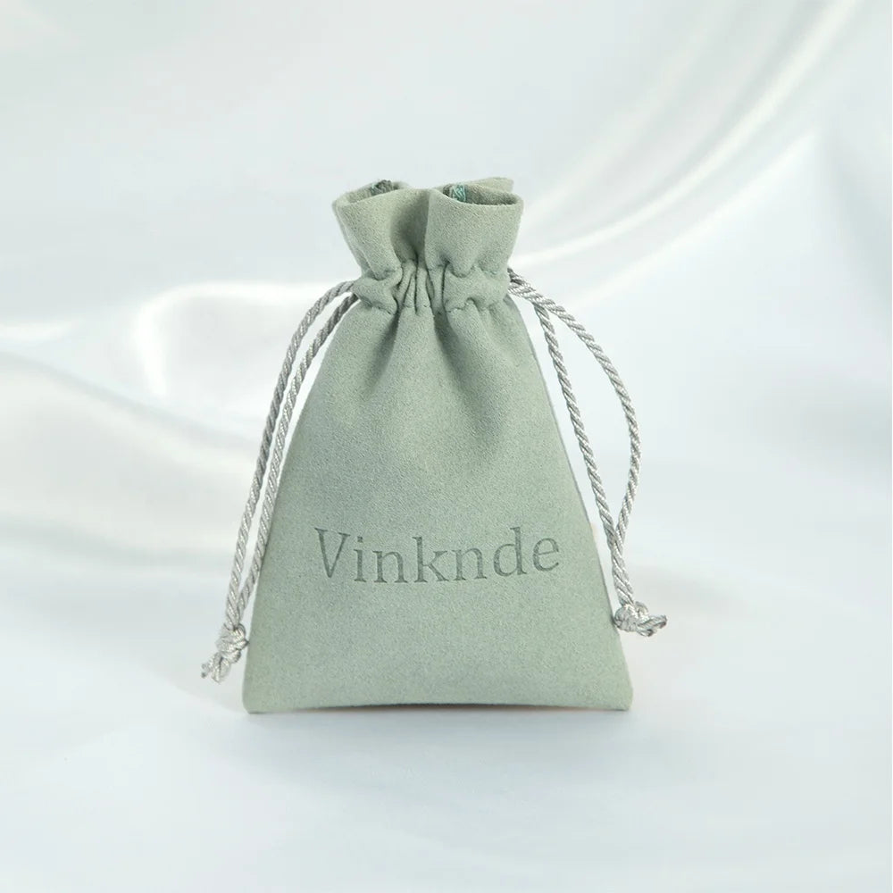 Luxury Microfiber Suede Drawstring Packaging Bag Custom Logo Bracelets Earrings Gift Pouch Fashion Jewelry Container