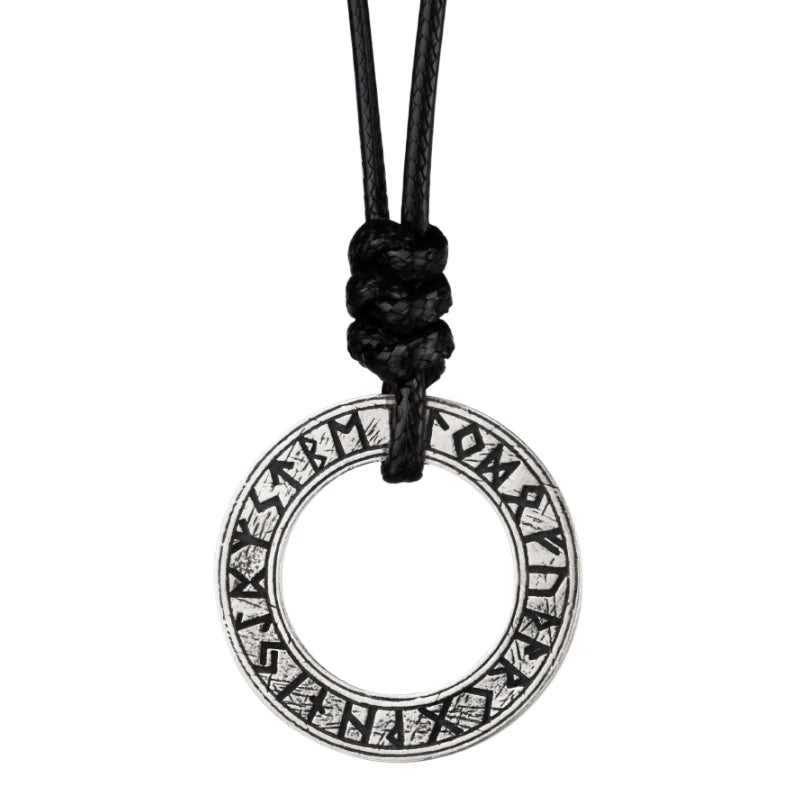 Viking Circle Pendant 925 Sterling Silver Retro Necklace Zircon Gold Plated Vintage Trendy Jewelry for Men Women for Parties
