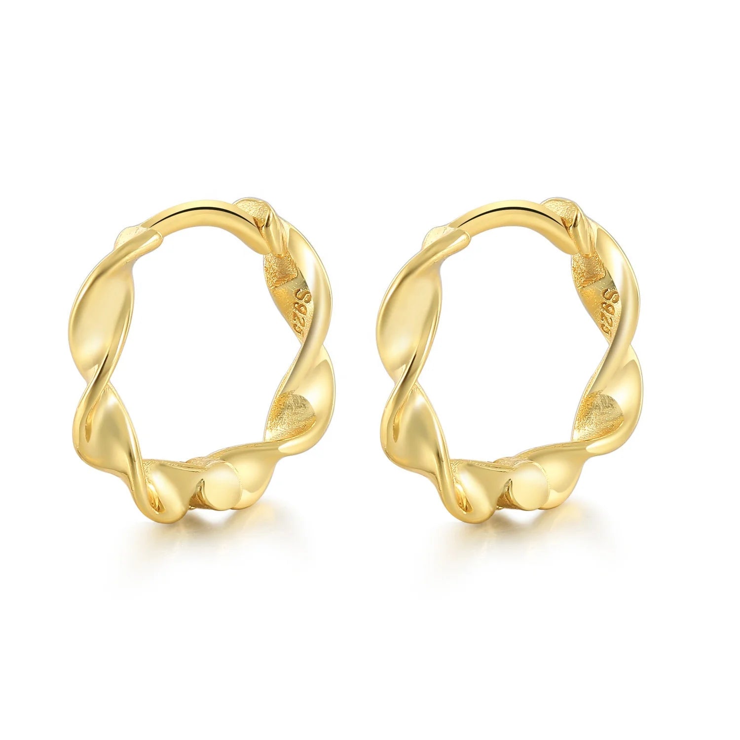 18K Gold Plated Dainty Jewelry Minimalist Twisted Hoop Sterling Silver 925 Earrings