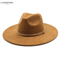 Landfond Accessory Multiple Color Wide Brim Hat Unisex Felt Classic Party Fedora Hat