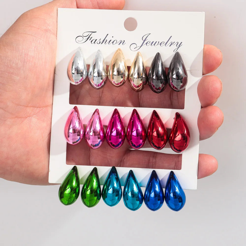 Ins Best Selling Mini Colored Student Party Trendy Unisex Anniversary Street Fashion Hip Hop Teardrop Statement Glossy Stud