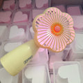 Hot Sale USB Charging Fan Pink Blue Yellow Portable Mini Fan Eyelashes Extensions Air Conditioning Flower Handheld Mini Fan