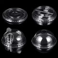Good Quality Eco Friendly Milkshake Coffee Double Hole Cover Custom Resistance PET Plastic Disposable Non Spill Transparent Cups