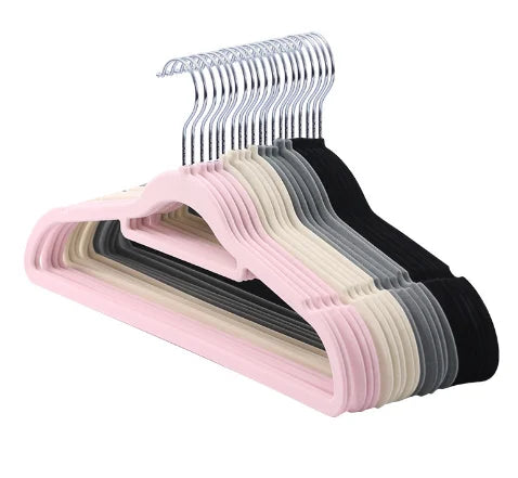 50 Pack  Customized logo  Non-slip  Flocking  Rack  Velvet Clothes Hanger