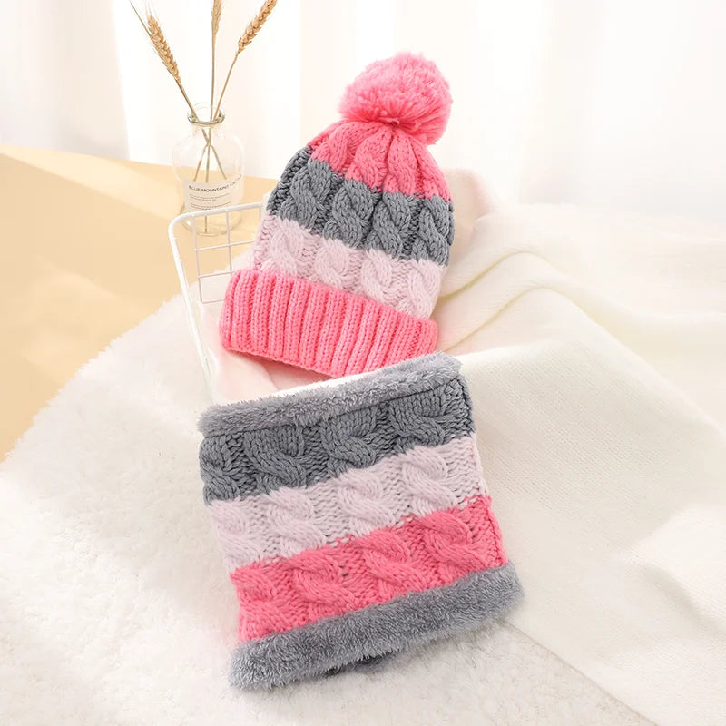 Factory Direct Sale Thick Acrylic Winter Knit Hat Scarf Set