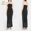 ODM OEM Custom Women Clothing Party Sexy Low Neck Sleeveless Slim Summer High Quality Fashion Evening Maxi Dresses