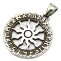 Vintage Nordic Silver Male Viking Sun Pendant Men Custom Stainless Steel Rune Viking Pendant