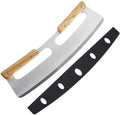 Pizza Cake Pastry Chopper Kitchen Tool 14 Inch Stainless Steel Pizza Rocker Cutter with Wooden Handle