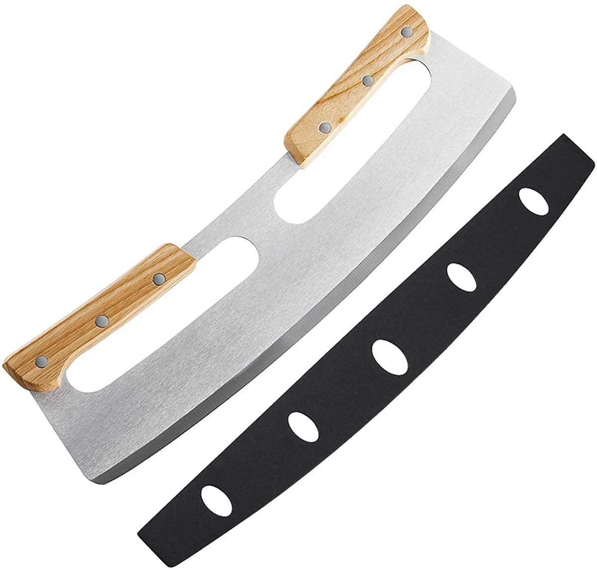 Pizza Cake Pastry Chopper Kitchen Tool 14 Inch Stainless Steel Pizza Rocker Cutter with Wooden Handle