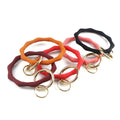 Bangle Key Ring Car Keychain Bamboo Bracelet with Metal Key Holder Wristlet Keychains Women Girls Silicone Key Ring