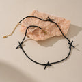 Dazan New Winter HOT Sale Tarnish Free Stainless Steel Classic Bow Butterfly Black Spinel Necklace Unique Ribbon Luxury Jewelry