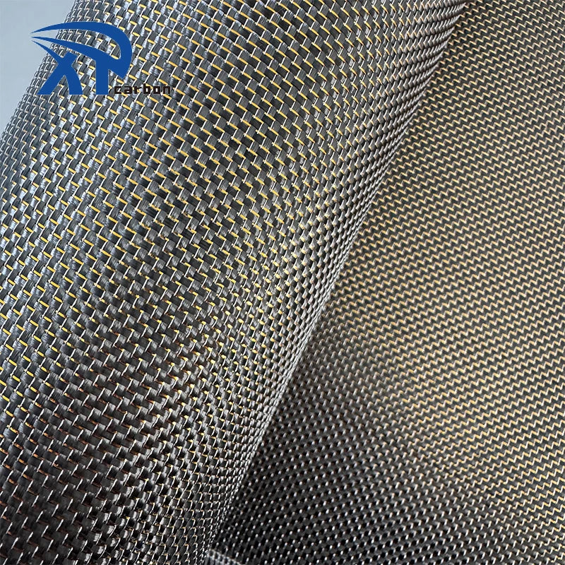 Factory Direct Sale Gold and Silver Reflection Carbon Fiber Fabric Woven with Stretch Technics Waterproof for Various Car Crafts