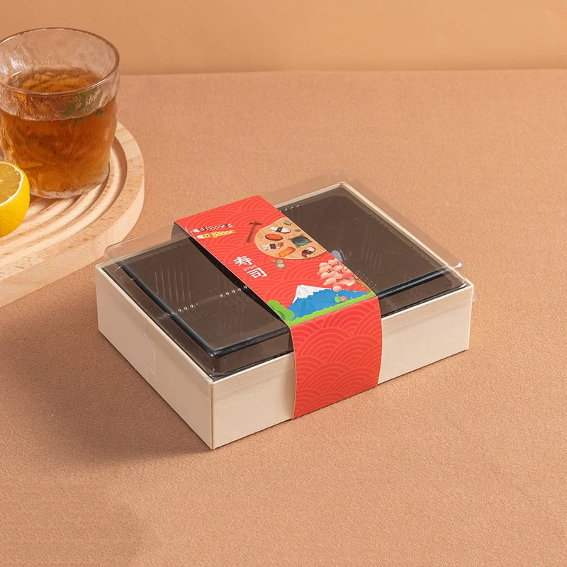 Disposable Takeaway Pastry Dessert Bakery Tiramisu Cake Veneer Cheese Food Container Packaging Boxes Wooden Sushi Box