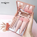 Beauty Planet Good Quality 5pcs Makeup Brush Set With Makeup Mirror Blush Custom Logo Eyeshadow Makeup Brush Set With Case