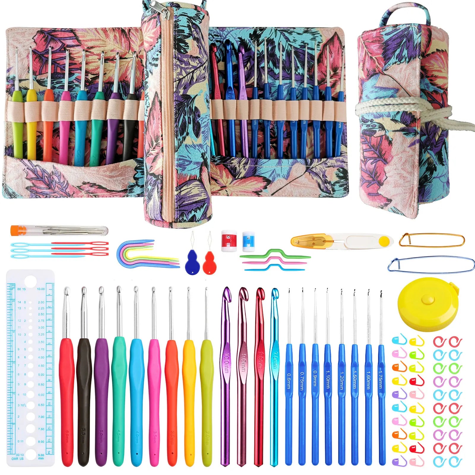 New Style Yarn Crochet Ergonomic Crochet Hook Crochet Accesorios Costura with Patterned Bag