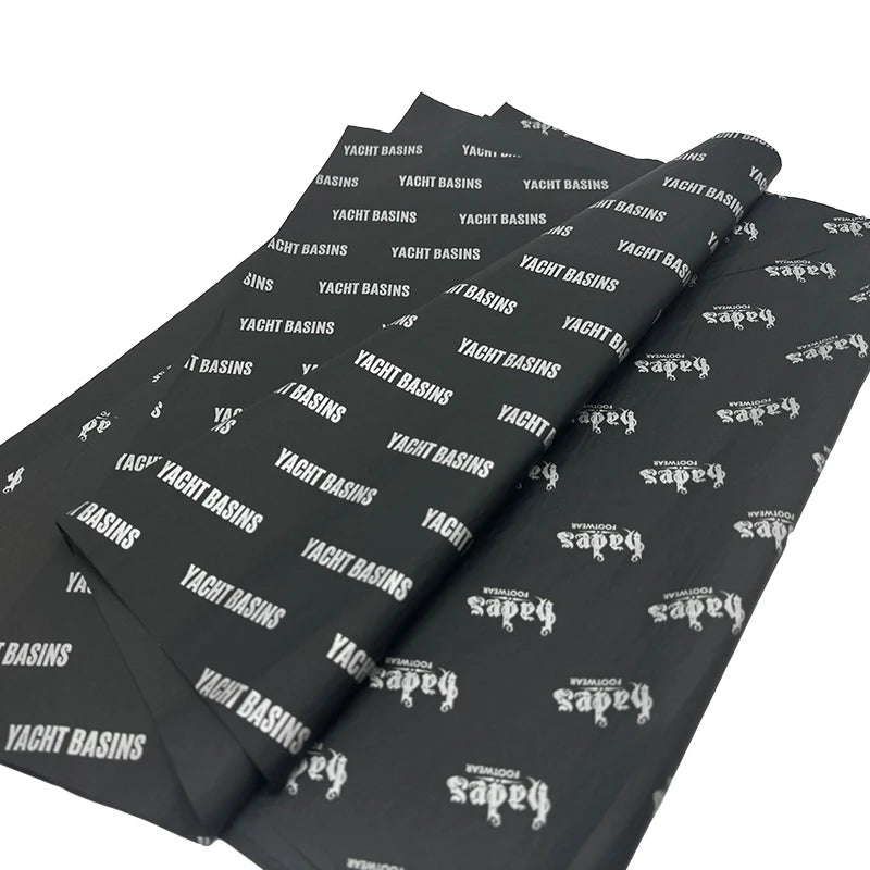 Custom Logo Printed Black Tissue Paper / Gift Wrap / Wrapping Paper Sheets with logo