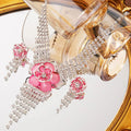 Fashionable Luxury Bridal Jewelry Set Gold Plated Alloy Zircon Necklace and Earring Fine Jewelry for Weddings