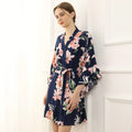 FUNG 6012 Ruffle Soft Printing Floral Women Rayon Robes for Bride and Bridesmaid