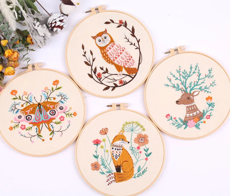 Embroidery Starter Kit with Animal Design and English Instructions Small Order Accepted