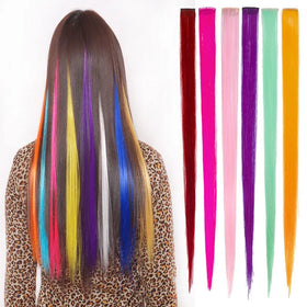 Cheap Price Synthetic Hair Extension Dyed Straight Silky Soft 50cm Clip-in Hair Piece for Party Factory Wholesale