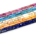 Square Tube Shape Gemstone Loose Beads Pink Red Blue Imperial jasper Rectangle Stone Bead for Jewelry Making 4mm 13mm 4x13mm