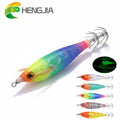 HENGJIA 8cm 5.8g Luminous Horizontal Squid Jig Glow in the Dark Shrimp Fishing Lure for Calamari Saltwater Fishing