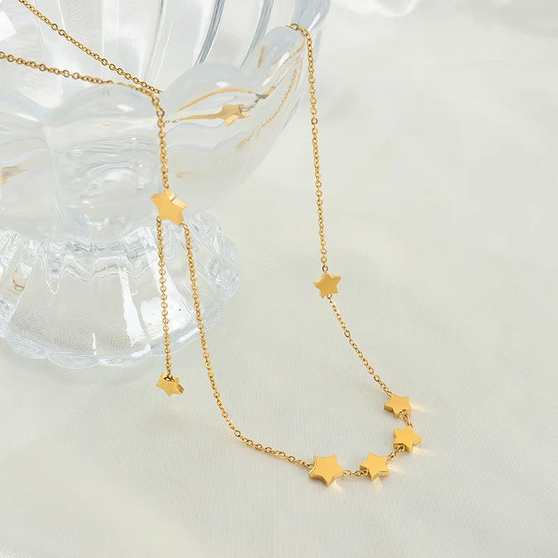 New Arrival 18k Gold Pvd Plated Stainless Steel Geometric Star Charm Pendant Necklace for Women Jewelry Wholesale